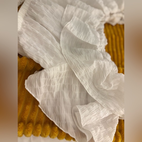 2 Piece Outfit (Off The Shoulder Crop Top & Wide Leg Pants Set) - White - L - Picture 5 of 16